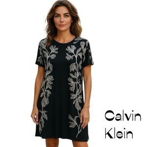 Calvin Klein Black White Floral Dress Size M